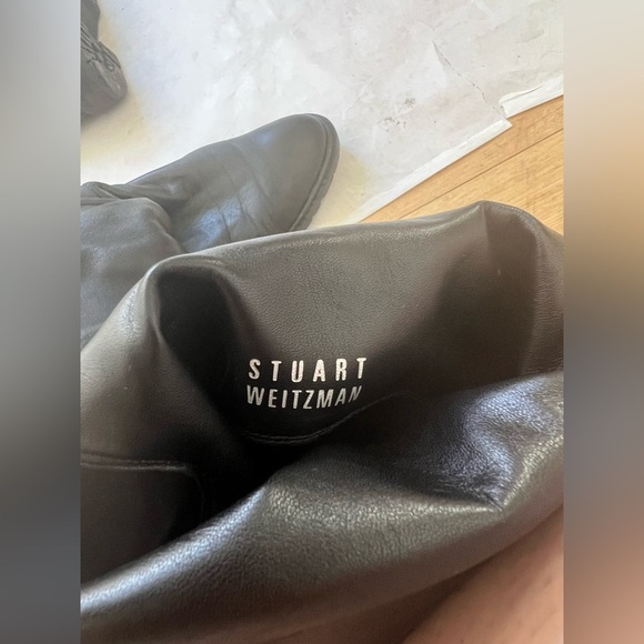 Stuart Weitzman Over the knee Boots Black Leather Pull On Round Toe Size 8.5 M - Picture 7 of 8